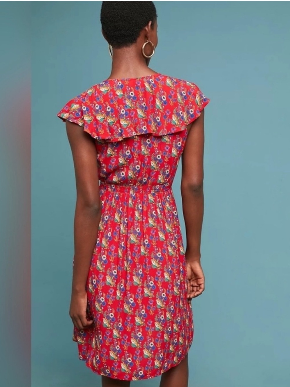 Maeve by Anthropologie Rosalie Red Floral Wrap Dress Size 4 - Picture 2 of 8